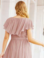 Bridesmaid Dresses with Flutter Sleeves Formal Evening Party Prom Gowns 28044-numbersea