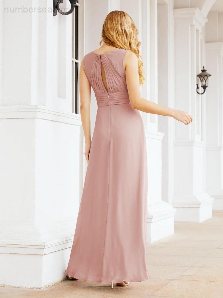 Formal Prom Gown Elegant V-Neck Sleeveless Bridesmaid Dresses for Wedding Party 28037-numbersea