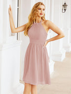 Numbersea Neckholder-Brautjungfernkleid aus Chiffon, kurz, ärmellos, formelles Partykleid, offener Rücken, 28023