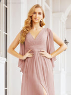 Numbersea Bridesmaid Dresses with Split for Wedding Party Flutter Sleeves 28045-numbersea