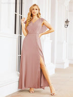 Numbersea Bridesmaid Dresses Cape Formal Prom Dress Open Back Gowns for Mother of The Bride 28058-numbersea