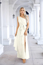 Ladies Chiffon One Shoulder Bridesmaid Evening Dress Wedding Party Evening Dress 28133-numbersea