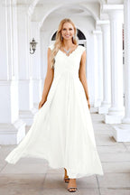 Ladies Chiffon V Neck Sleeveless Floor Length Bridesmaid Evening Dress Wedding Party Evening Dress 28126-numbersea
