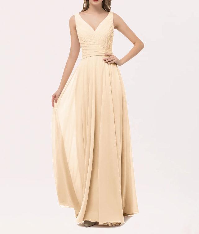 Abendkleid V-Ausschnitt Langes Chiffonkleid mit Schleife
