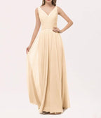Abendkleid V-Ausschnitt Langes Chiffonkleid mit Schleife