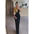Sheath/Column Off-Shoulder Long Sleeves Evening Party Prom Dress With Flower
