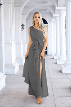 Ladies Chiffon One Shoulder Bridesmaid Evening Dress Wedding Party Evening Dress 28133-numbersea