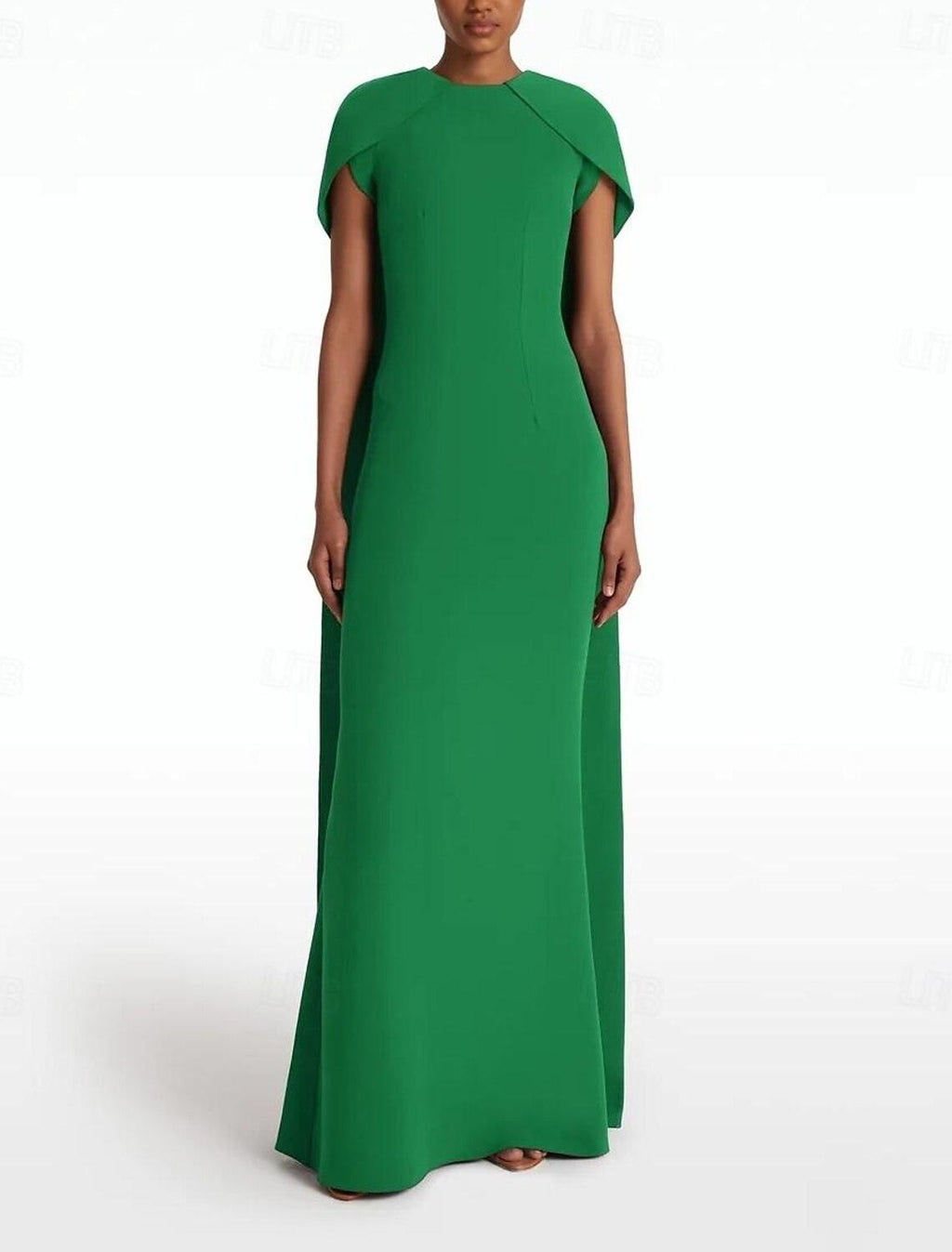 Formal Train Sleeveless Jewel Neck Stretch Crepe with Bow(s) Evening Gown Elegant Dress