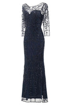 Mother of Bride Dress Long Sleeves Beaded Dress