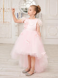 Vestido de princesa sin mangas de tul para niña de las flores con cuentas y lazo de plumas (010224704) 