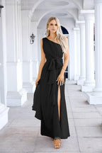 Ladies Chiffon One Shoulder Bridesmaid Evening Dress Wedding Party Evening Dress 28133-numbersea