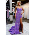 Sweetheart Sequins High Split Long Prom Dress Glitter