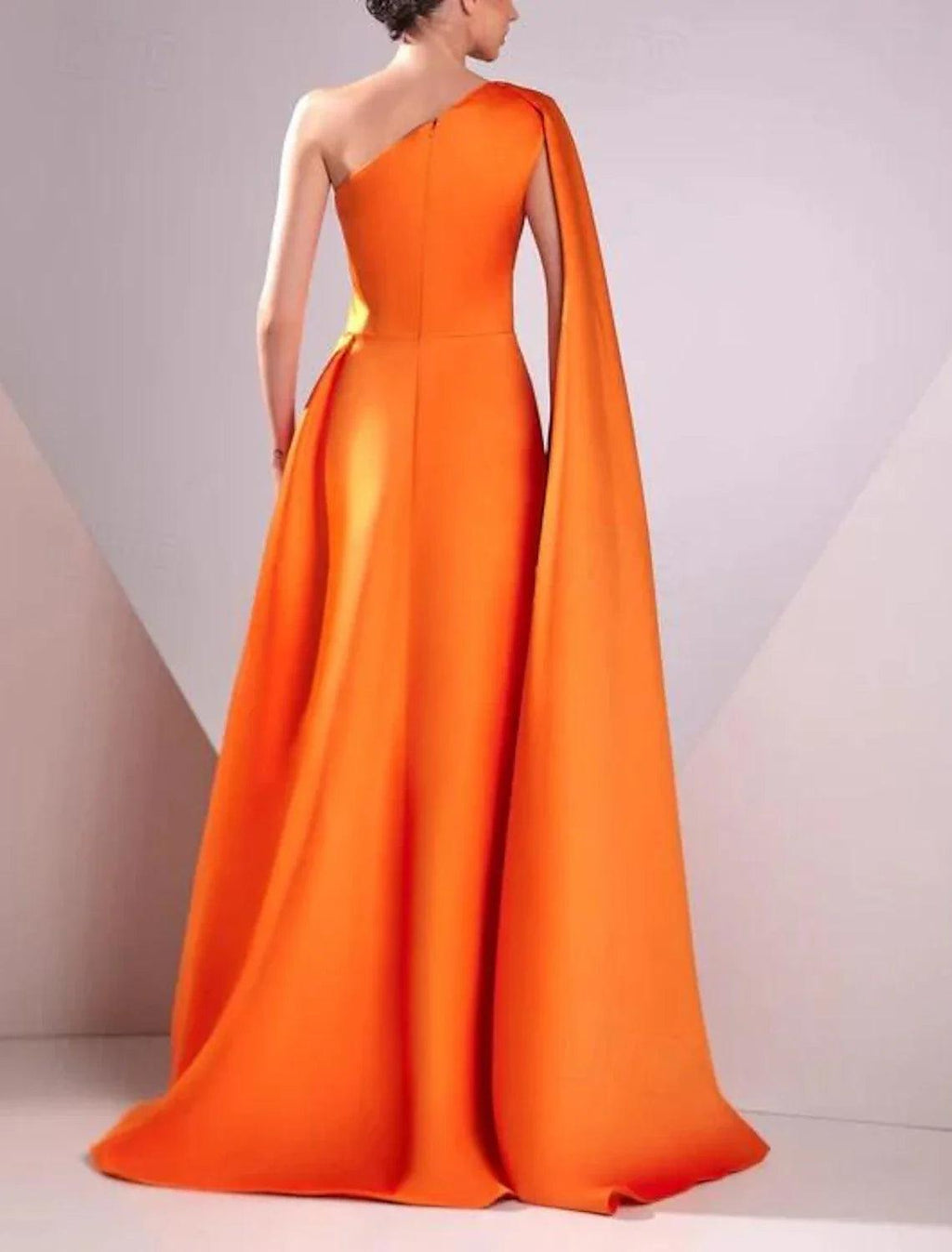 Gown Elegant Formal Halloween Floor Length Sleeveless One Shoulder Pocket Satin with Ruched Evening Dress