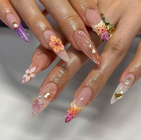 Ophelia's Sunset Handmade gel false nails press on nails