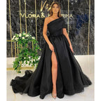 Vestido de noche formal de fiesta largo con abertura alta y un solo hombro único 