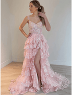 Vestidos de fiesta de sirena/trompeta, corsés, vestido formal, cola de corte, sin mangas, hombros descubiertos, tul con abertura de lentejuelas