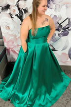 Ballkleid A Linie Satin Trägerlos Übergröße Lang