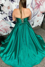 Ballkleid A Linie Satin Trägerlos Übergröße Lang