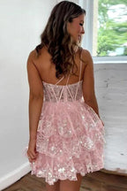 A-Line One Shoulder Cute Homecoming Dress With Appliques