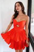 A-Line Strapless Keyhole Short Orange Homecoming Dress  PD538
