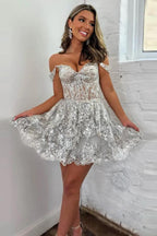 A-Line Sequins Appliques Red Short Homecoming Cocktail Dress