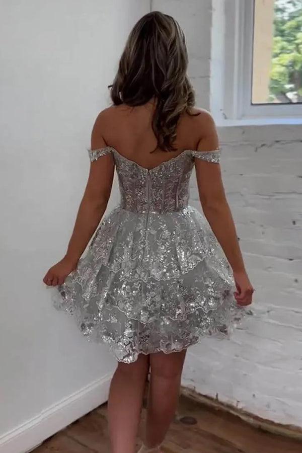 A-Line Sequins Appliques Red Short Homecoming Cocktail Dress