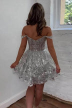 A-Line Sequins Appliques Red Short Homecoming Cocktail Dress