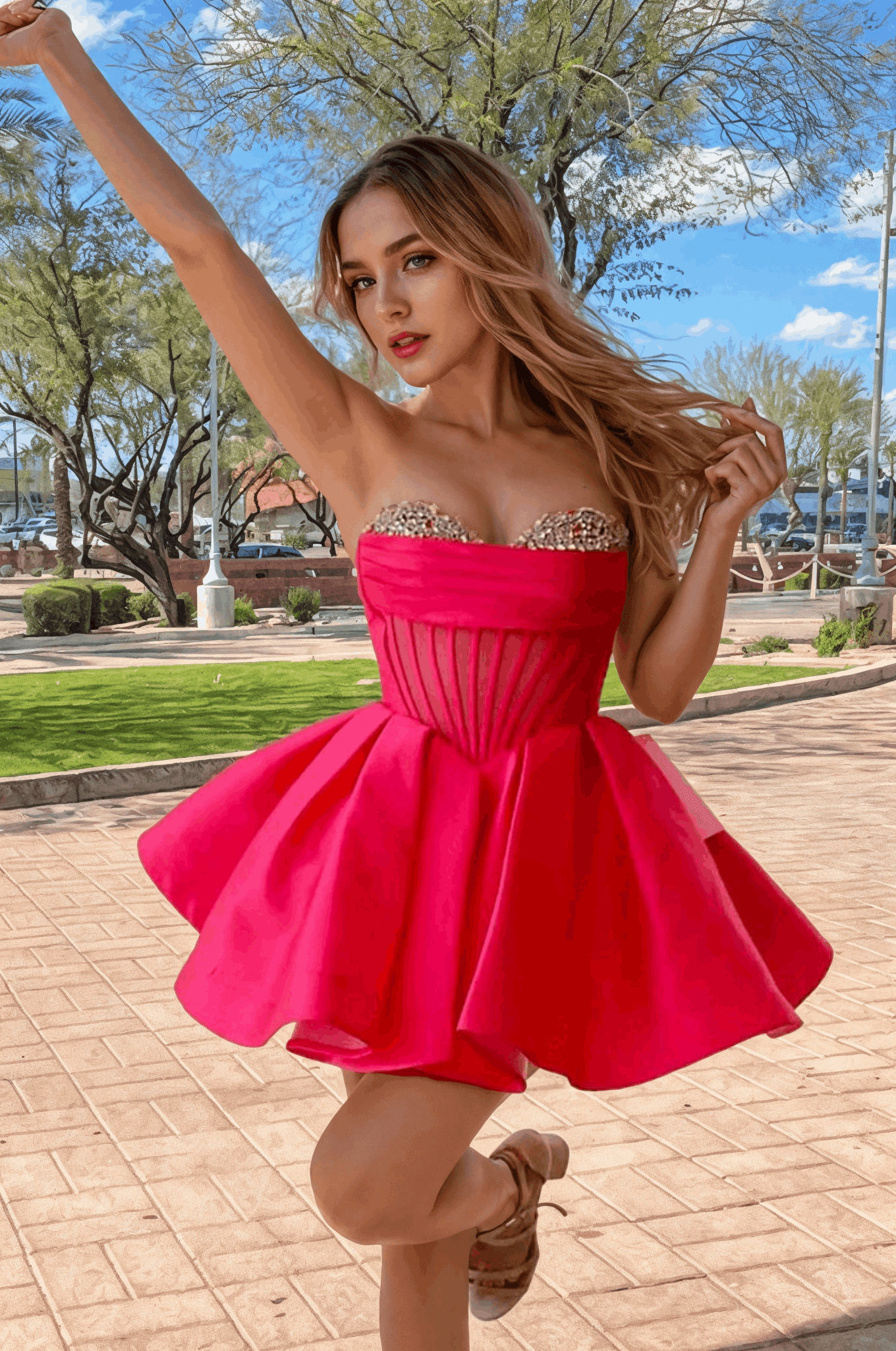 A-line Strapless Sheer Corset Bodice Lavender Homecoming Dress  PD539