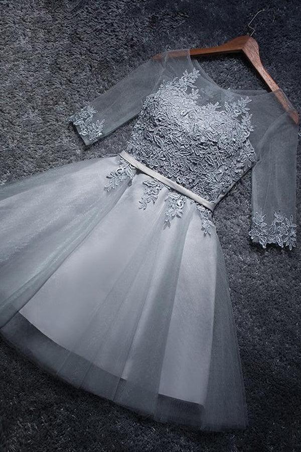 Vestidos de fiesta de tul con corte A y escote redondo, cortos o mini