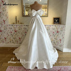 &nbsp;NumberSea Bow Off-The-Shoulder Wedding Dresses Vestidos de Nova A-Line Simple Bride Dresses Sweep Train For Women&nbsp;