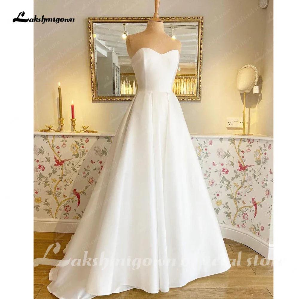 &nbsp;NumberSea Bow Off-The-Shoulder Wedding Dresses Vestidos de Nova A-Line Simple Bride Dresses Sweep Train For Women&nbsp;