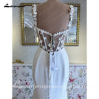 Vestido de novia sirena NumberSea NumberSea 2024 elegante vestido de novia de satén con flores y encaje, espalda con botones transparentes 