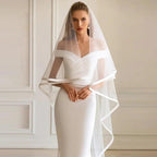 Vestidos de novia de sirena con hombros descubiertos y satén suave de NumberSea NumberSea, vestidos de novia con cola de corte. 