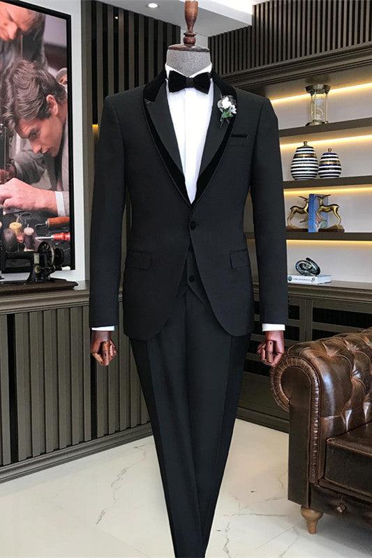 Aaron – Elegantes, schwarzes, dreiteiliges Ball-Ensemble mit Schalkragen