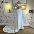 Vestido de novia sirena NumberSea NumberSea 2024 elegante vestido de novia de satén con flores y encaje, espalda con botones transparentes 