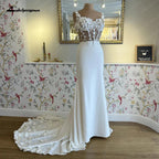 Vestido de novia sirena NumberSea NumberSea 2024 elegante vestido de novia de satén con flores y encaje, espalda con botones transparentes 