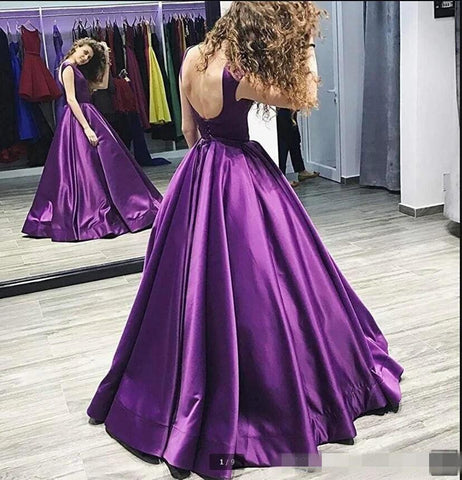 Ballkleider Ballkleid Satin Ärmellos Rückenfrei