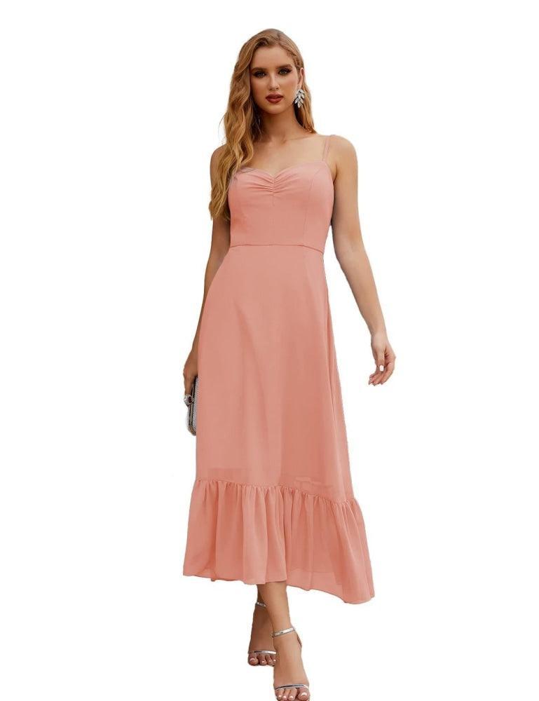 Numbersea Spaghetti Strap Chiffon Bridesmaid Dress Ankle Length Formal A Line Cocktail Party Homecoming Dress for Juniors SEA28028-numbersea