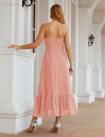 Numbersea Spaghetti Strap Chiffon Bridesmaid Dress Ankle Length Formal A Line Cocktail Party Homecoming Dress for Juniors SEA28028-numbersea