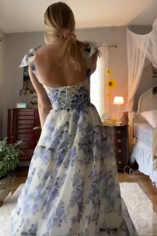 Wunderschönes, ärmelloses, langes A-Linien-Abendkleid mit Spaghettiträgern