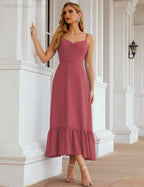 Numbersea Spaghetti Strap Chiffon Bridesmaid Dress Ankle Length Formal A Line Cocktail Party Homecoming Dress for Juniors SEA28028-numbersea