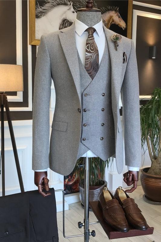 Modisches dreiteiliges Abschlussball-Outfit mit Revers in Grau von Bert