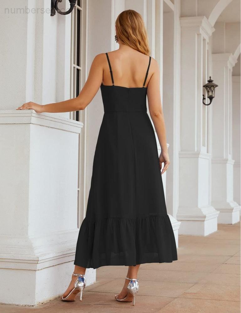 Numbersea Spaghetti Strap Chiffon Bridesmaid Dress Ankle Length Formal A Line Cocktail Party Homecoming Dress for Juniors SEA28028-numbersea