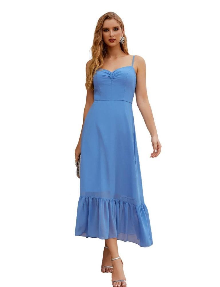 Numbersea Spaghetti Strap Chiffon Bridesmaid Dress Ankle Length Formal A Line Cocktail Party Homecoming Dress for Juniors SEA28028-numbersea