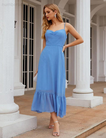 Numbersea Spaghetti Strap Chiffon Bridesmaid Dress Ankle Length Formal A Line Cocktail Party Homecoming Dress for Juniors SEA28028-numbersea