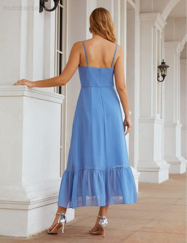 Numbersea Spaghetti Strap Chiffon Bridesmaid Dress Ankle Length Formal A Line Cocktail Party Homecoming Dress for Juniors SEA28028-numbersea
