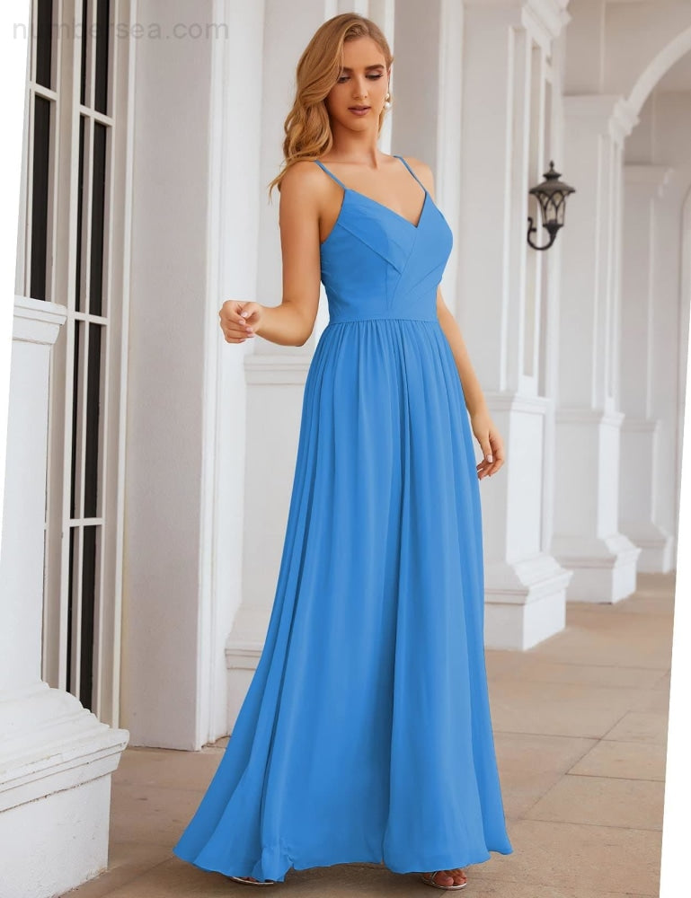 Numbersea Spaghetti Strap Bridesmaid Dresses Long Formal Party Prom Gowns 28060-numbersea