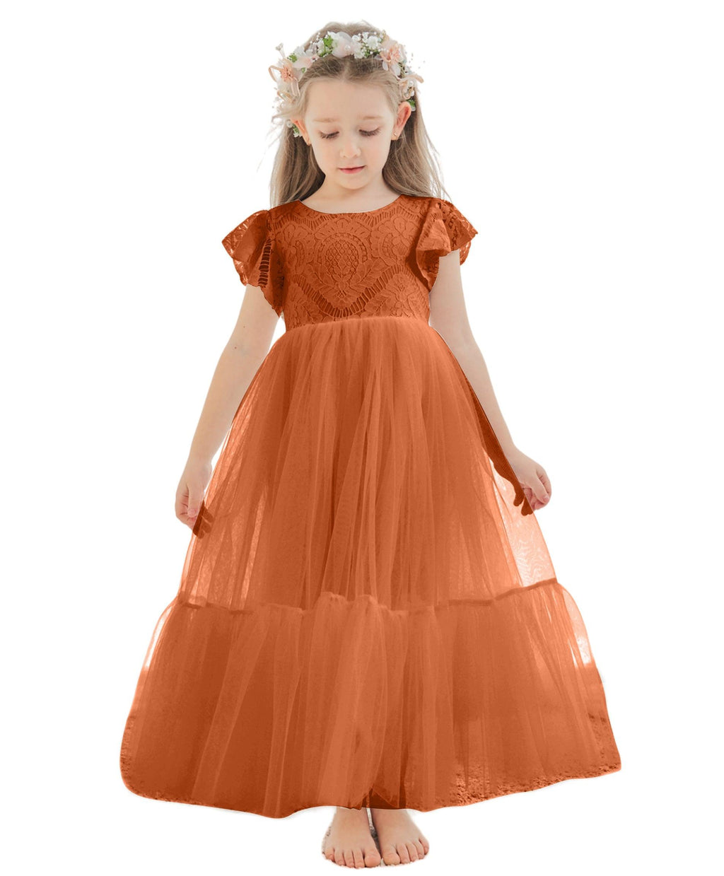 Knöchellanges weißes Kleid aus Spitzentüll (2003227579) 