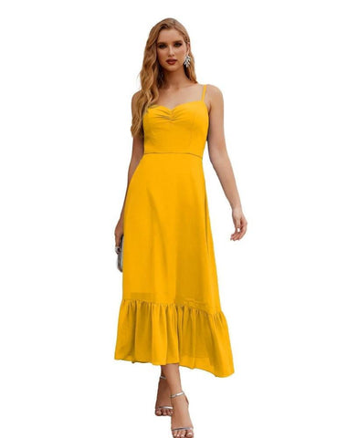 Numbersea Spaghetti Strap Chiffon Bridesmaid Dress Ankle Length Formal A Line Cocktail Party Homecoming Dress for Juniors SEA28028-numbersea