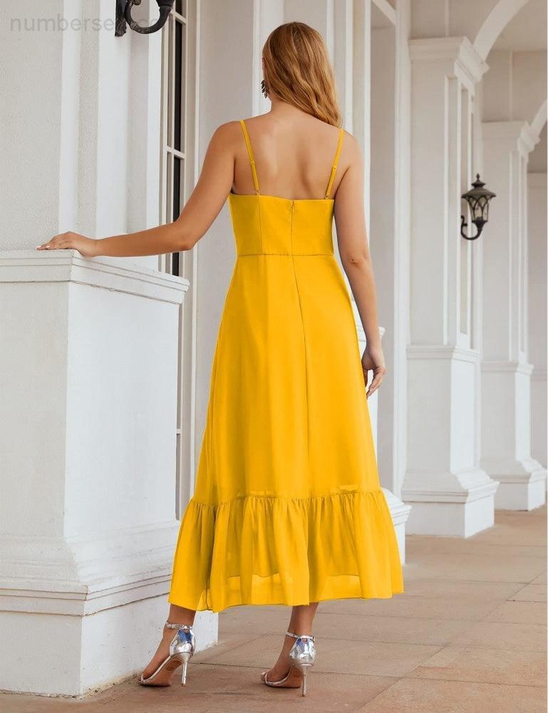 Numbersea Spaghetti Strap Chiffon Bridesmaid Dress Ankle Length Formal A Line Cocktail Party Homecoming Dress for Juniors SEA28028-numbersea